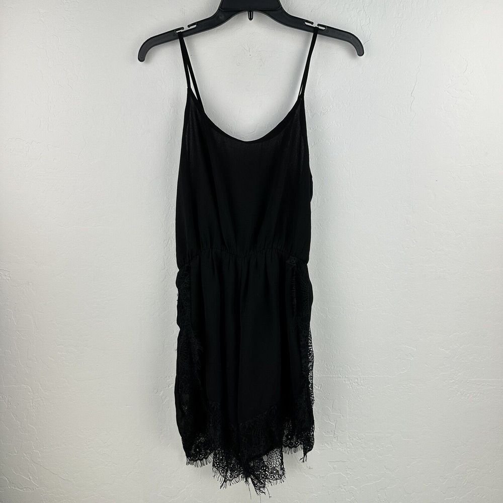 Face Face‎ Women's Black Romper L Eyelash Lace Detail Lined Spaghetti Straps